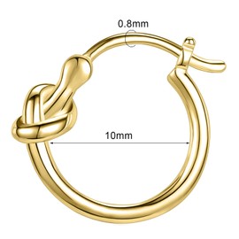 AoedeJ Small Sterling Silver Knot Hoop Earrings Round Huggie Earrings Hypoallergenic Hoop Knot Earrings For Women Men (Gold)