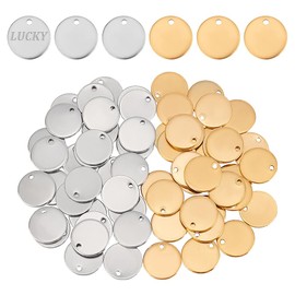 PH PandaHall 60Pcs Blank Stamping Pendants 304 Stainless Steel Charms 12mm Flat Round Charms Blank Tag Pendants Metal Jewelry Charms for DIY Bracelet Earring Necklace Jewelry Making, 2 Colors
