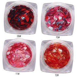 minkissy Nail Art Decorations Set 18pcs Heart Sequins Charming Paillettes for DIY Manicure Home Use or Professional Salons Random