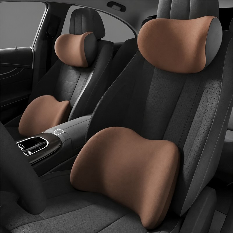 Memory Foam Car Lumbar & Neck Support Pillow Set for