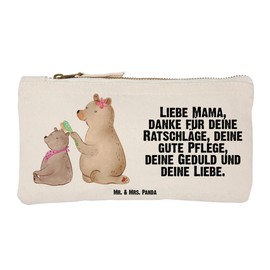 Mr. & Mrs. Panda Make Up Bag Bear with Child, White, Hand Drawn