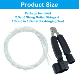 Piutouyar 2 Set of 6 Classical Guitar Strings Replacement with 3 in 1 Guitar Restringing Tool, Nylon String with Small Ball Ends, 3 Clear Nylon and 3 Core Alloy Winding for Acoustic Musicians