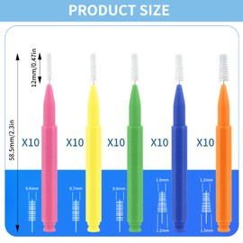Pack of 50 Interdental Brushes for Between Teeth and Gums