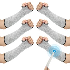 PATIKIL 18 Inch Cut Resistant Sleeve, 3 Pairs Arm Safety Protectors Sleeves with Thumb Hole Level 5 Protection Forearm Guard Sleeves for Thin Skin and Bruising, XL, Gray