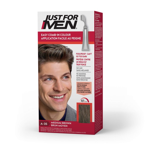 Just For Men A-35 Medium Brown AutoStop Comb-In 12 Ounce