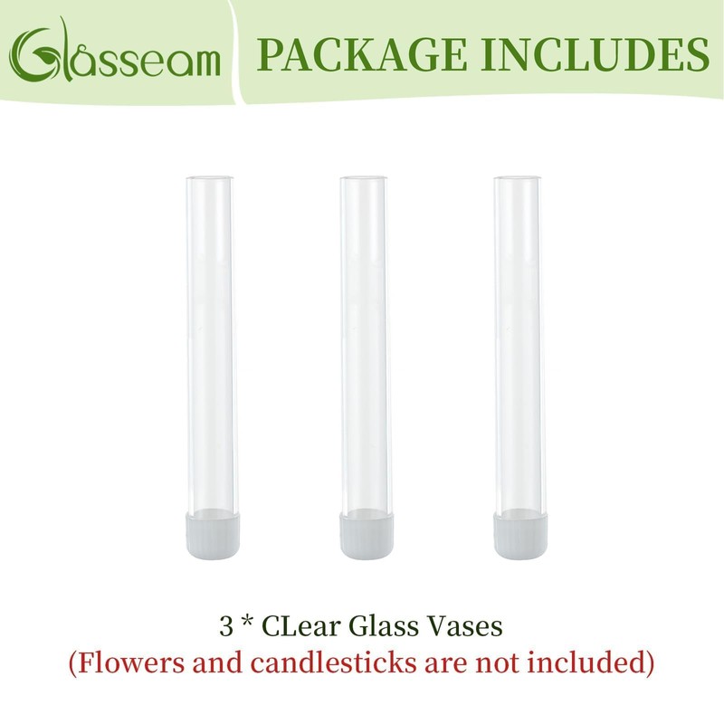 Glasseam 3 Pcs Glass Bud vase for Taper Candle Holder,