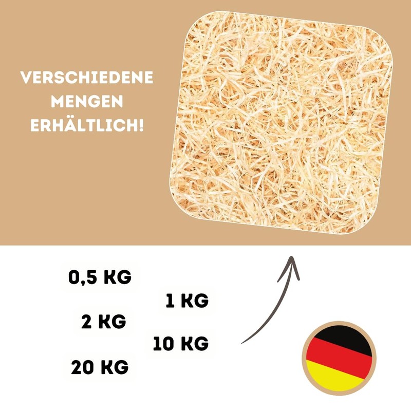 20 kg (kg) wood wool, natural, strawberry wool, made in
