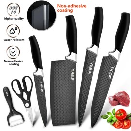 High Carbon Stainless Steel Home Professional Kitchen Head Chef Knives Set For Kitchencolor: Black
