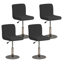MeYuxg Bar Stool Covers with Backs,4 Pack Stretch Washable Bar Stool Chair Covers,Square Seat Stool Covers for Swivel Chair Dining Chair Counter Stool Pub Chair, Furniture Chair Cover-Black