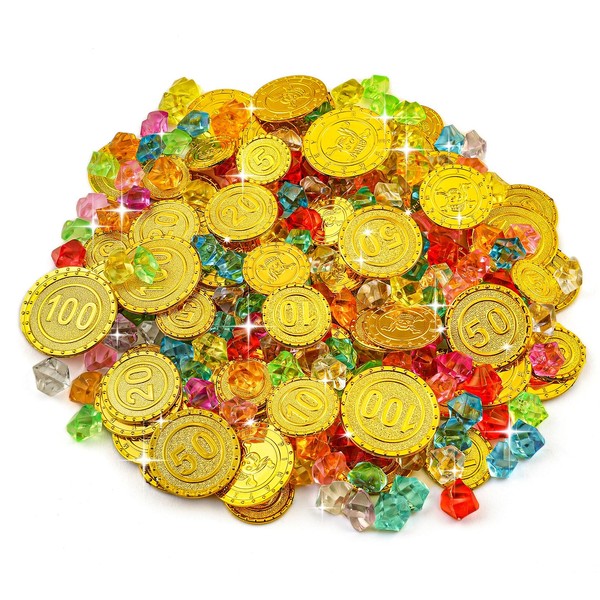 flintronic Pirate Treasure Coins and Gems, 240 Pieces Pirate Treasure