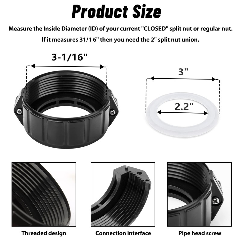 Adabuing 2" Spa Hot Tub Heater Split Nut Union amp