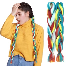 Traziewell Curly Synthetic Braiding Hair Extensions Pony Tails Extensions Hair for Braiding Fashion Synthetic Braid Hair Extension for Women Pre Stretched Coloured Hair Pieces for DIY Cosplay 1720