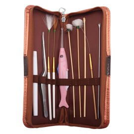 ORFOFE 1 Set Stainless Steel Ear Spoon Set Spiral Ear Cleaning Tools with PU Pouch Portable and Durable Accessories for Household Use