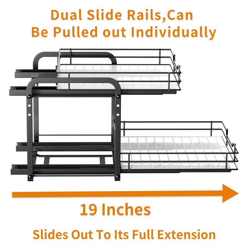 RCHYFEED Spice Organization for Cabinet,2 Tier Pull out Spice Rack