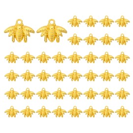 PATIKIL Bee Charm, 50 Pcs Alloy Honeybee Charm Pendant for DIY Crafts, Gold Tone, 0.6 x 0.8 Inch