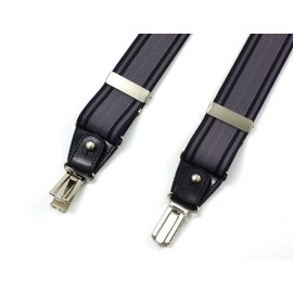 Peace Kobo Suspenders 2-Way 1.4 inches (35 mm) Herringbone Pattern, multicolor (black / gray)
