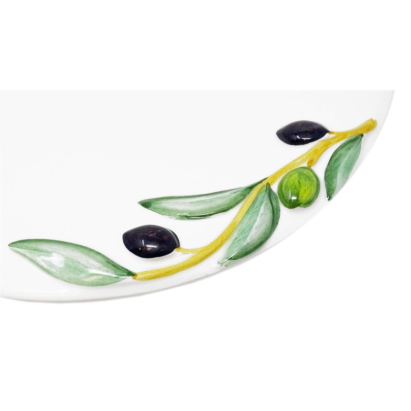 Lashuma Handmade Italian Ceramic Round Dinner Plate Large Olive Design