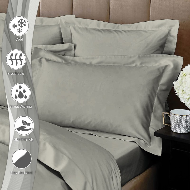 Pizuna Pure Cotton Standard Pillowcases 2 Pack Silver 50x75cm, 600