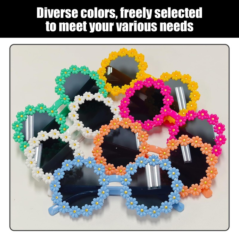 TVSVKWE 6 Pieces Of Small Flower Sunglasses, Creative Design Glasses,