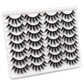 Veleasha Lashes 3D Faux Mink Lashes Fluffy False Eyelashes Natural Look 14 Pairs Lashes Pack Luxury Wispy Fake Eyelashes (3D07)