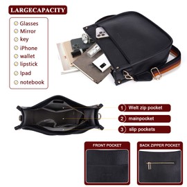 HKCLUF Crossbody Bag Purse for Women 2PCS Leather Hobo Handbags and Wallet Set With 2PCS Adjustable Guitar Leopard Strap (Black)