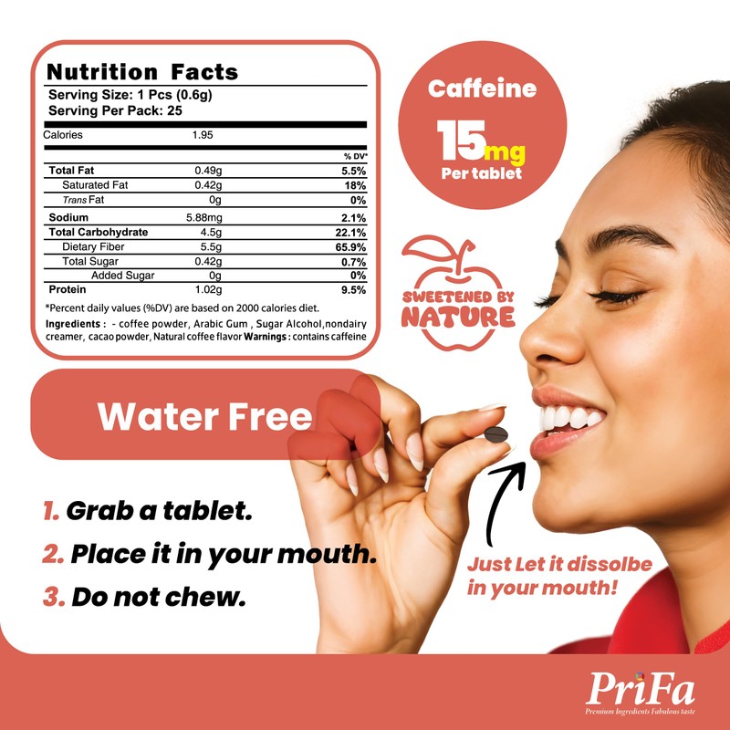 PriFa Caramel Coffee Tablets – Sweetened with Stevia, Rich &