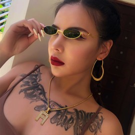 U7 Letter Chain Women's Men's Necklace with Initial Initial Letter Pendant Chain Gold Letter Pendant with Zirconia Copper Letter Name Necklace Hip Hop Necklace Fashion Jewellery for Anniversary,