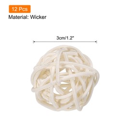 MECCANIXITY 12 Pcs Wicker Rattan Balls Decorative Balls 1.2Inch for Vase Fillers,Wedding,Garden,Hallway Party,White