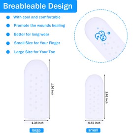 Tondiamo 20 Pieces Silicone Finger Protectors Caps with Holes for Wound, Breathable Cots Finger Cover Sleeves for Cracking, Eczema, Trigger, Blisters, Corn, Broken Toe(White)