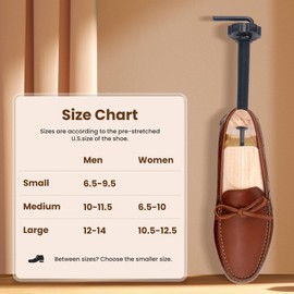 LuckySlycyc 4-Way Adjustable Shoe Stretcher for Wide Feet & Bunions - Wooden Shoe Tree Expander for Women & Men (US 5.5-13) (L code:（42-46） W'S(10-12) M'S(10-13))