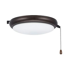 Kathy Ireland Home Luna LED Light Kit for Ceiling Fans | Low Profile Lighting Attachment with White Opal Glass Shade and Pull Chain | Wet Rated, Oil Rubbed Bronze