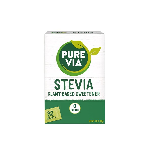 PURE VIA Stevia Sweetener Packets, Sugar Substitute, Natural Sweetener, Erythritol