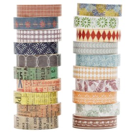 Songdao 20 Rolls Basic Patterns Washi Tape Set Skinny Masking Creative Decorative Tapes, Designer's Selection (Collection 4-Romance)