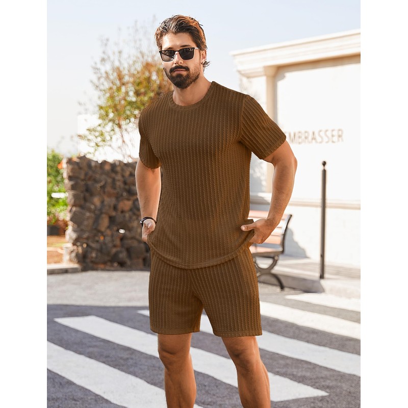 Babioboa Men's Short Sets 2 Piece Outfits Crewneck Summer T