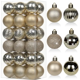 Giftprod 36Pcs 1.57 inch Christmas Ball Ornaments Set Christmas Tree Decoration Balls Suitable for Holiday Christmas Wedding Party Decoration Hanging Ball Perfectly Decorate Your Home (4cm, Gold)