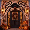 Large Plush Halloween Spider Decoration – Oversized Stuffed Spider Prop