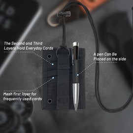 Tactical ID Badge Holder, 3 Pack Enhanced Security Detachable Tactical Badge Holder with Hook & Loop Adjustable Tactical Lanyard