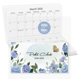 Zuozee Pocket Calendar 2025-2026, Small Pocket Planner 2025 for Purse - 3.5”×6.5” - From July 2024- December 2026, Daily Monthly PVC Agenda for Planning