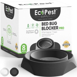 ECOPEST ECOPEST Bed Bug Interceptors C 8 Pack | Bed Bug Blocker (Pro) Interceptor Traps (Black) | Insect Trap, Monitor, and Detector for Bed Legs
