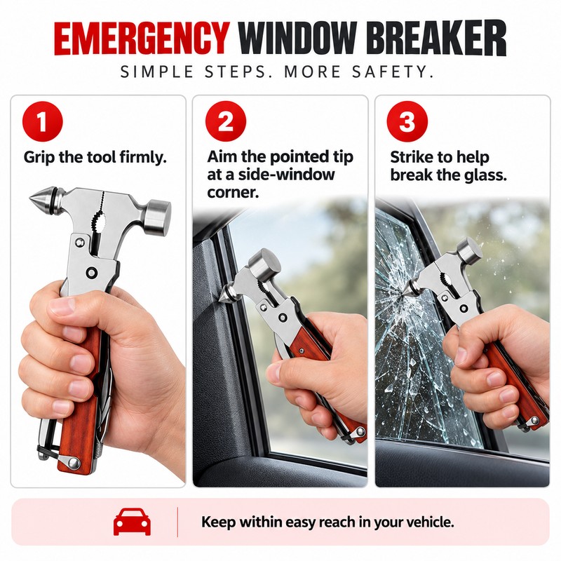15-in-1 Car Emergency Multi-Tool for Roadside Use – All-Steel Safety