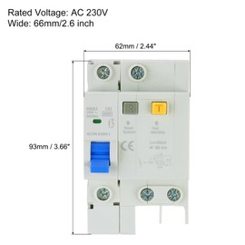 MECCANIXITY Miniature Circuit Breaker 1Pole+N AC 230V 63A DIN Rail Mount AC Disconnect Switch Circuit Breaker Protection Thermal Magnetic Trip for Short Circuit Protection, Overload