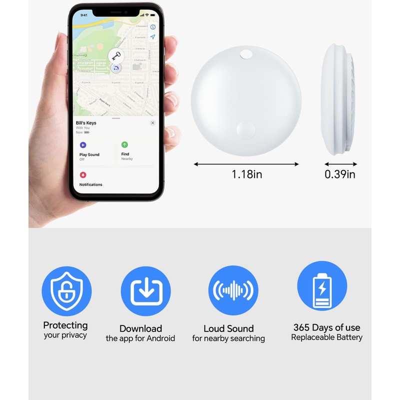Air Tracker Tag IP67 Waterproof Bluetooth Tracker, Keychain Finder, Item