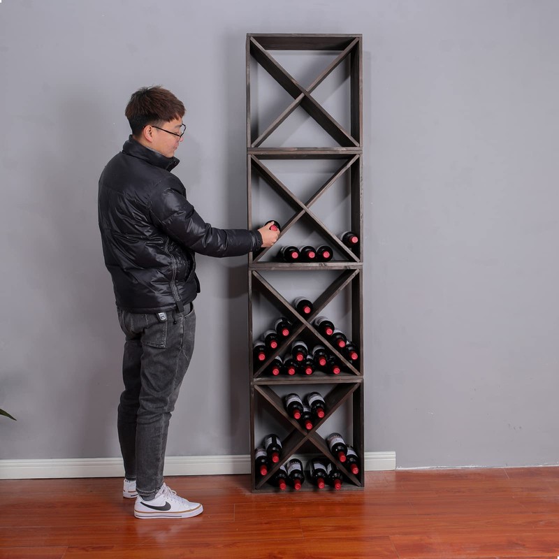 FDHUIJIA Wine Rack Cabinet countertop Wooden Stackable Storage Retro Cube