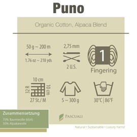 50 g Pascuali Puno | 70% Cotton (Organic) 30% Alpaca Wool, Colour: Oak Tree 30