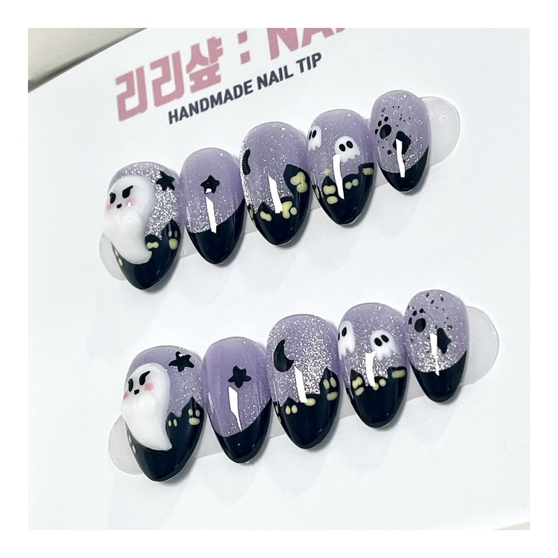 Halloween Night Hopi Handmade Nail Tips - Almond / 할로윈의