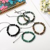 5pcs Semi-Precious Gemstones Bracelets, 8mm Round Bead Adjustable Beaded Crystal