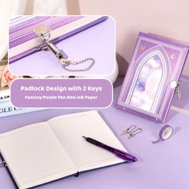 MINICAGIE Journal with Lock for Girls Ages 8-12 Diary with Lock and Key 296 Gold Edged Pages Locked Journal for Women Teen Girls with Gift Box, Pink