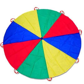 Dulousia Parachute 6.5ft - Gymnastics Parachute with Handles for Children Group Team Cooperative Games,Indoor Outdoor GYM Class Rainbow Parachute Birthday Church VBS Activity Field Days Supplies