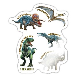 Spreadshirt T-Rex World Stilisierte Dinosaurier Sticker, max. 10 x 10 cm, 10 x 10 cm, Weiß glänzend