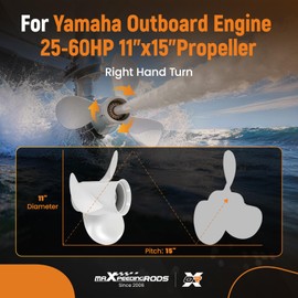 maXpeedingrods 3 Blades 11 X 15 Aluminum Boat Propeller for Yamaha Outboard Motor T25/F30/F40/F50/40HP/48HP/50HP/60HP/F60 13 Spline Tooth, RH, Parts No# 69W-45943-00-EL